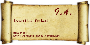 Ivanits Antal névjegykártya